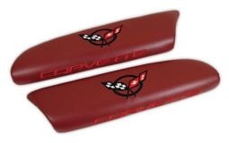 Leather Armrest Pads With C5 Logo Red For Your C5 Corvette